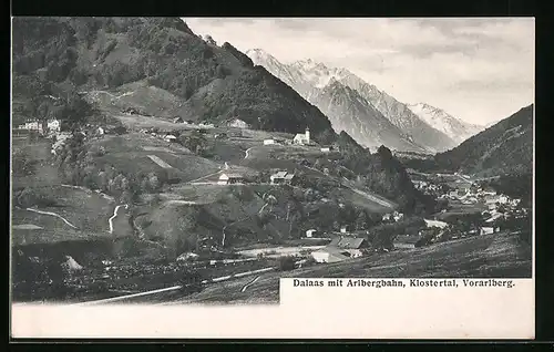 AK Dalaas, Klostertalblick mit der ARlbergbahn