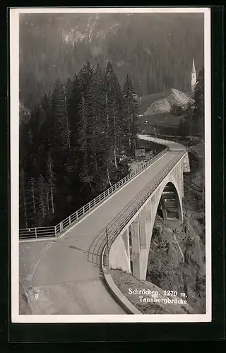 AK Schröcken, Blick über die Tannbergbrücke