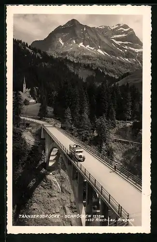 AK Schröcken, Autobus auf der Tannbergbrücke