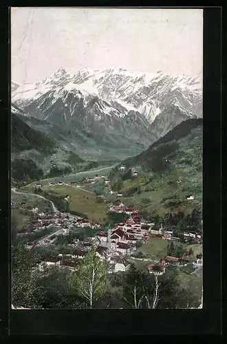 AK Schruns, Ortstotale mit Blick auf die Berge