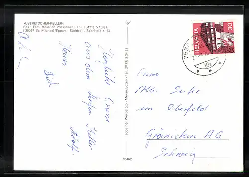 AK St. Michael - Eppan, Überetscher Keller St. Michael, in der Gaststube