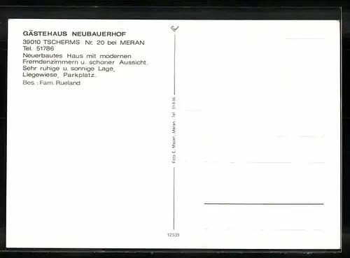 AK Tscherms b. Meran, vor dem Gästehaus Neubauerhof