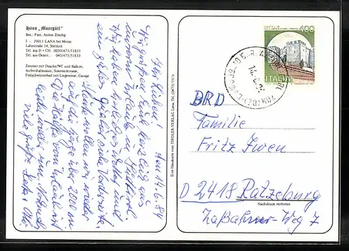 AK Niederlana bei Meran, am Haus Moargütl, am Pool, auf der Terrasse