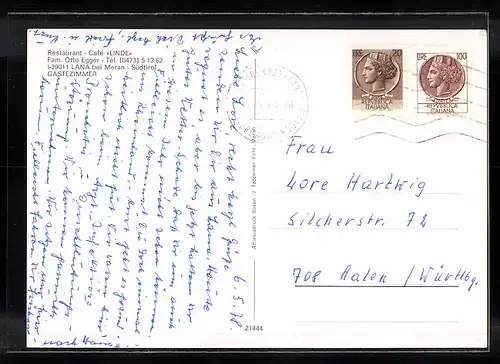 AK Lana bei Meran, Restaurant Cafe Linde, in den Gasträumen