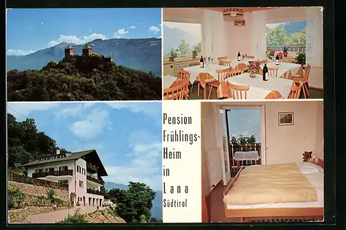 AK Lana bei Meran, Pension Frühlings-Heim, im Speiseraum, Unterkunftszimmer