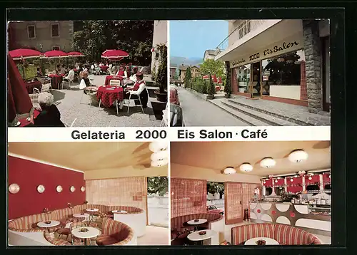 AK Lana bei Meran, Gelateria 2000 Eis Salon Cafe, im Gastraum, auf der Terrasse