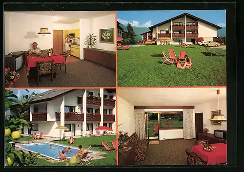 AK Lana bei Meran, Gartenansicht, Übernachtungszimmer, Gäste am Pool