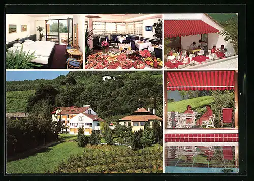 AK Lana bei Meran, Pension Kröllnerhof, Buffett, Sonnenterrasse, Unterkunftszimmer