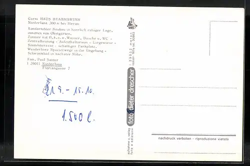 AK Lana bei Meran, Garni Haus Buabmbrunn