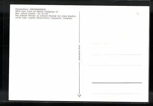 AK Lana bei Meran, Pension Garni Gschwangut, an der Terrasse