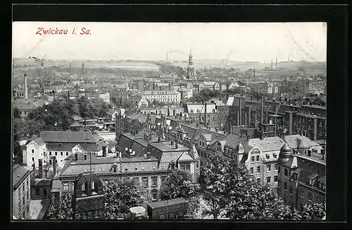 AK Zwickau i. Sa., Blick über die Dächer der Stadt