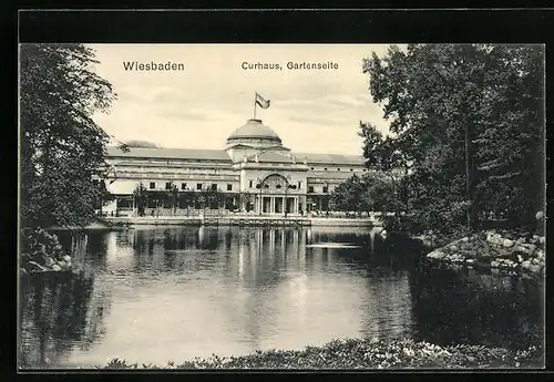 AK Wiesbaden, Gartenseite des Kurhaus