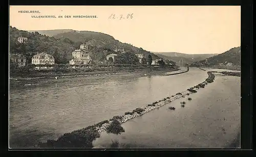 AK Heidelberg, Blick auf das Villenviertel an der Hirschgasse