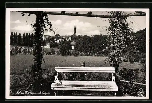 AK Löbau i. Sa., die Kirche von den neuen Anlagen aus gesehen