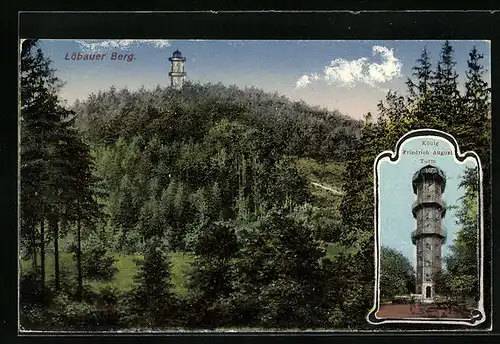 AK Löbau i. Sa., Blick zum Löbauer Berg, am König Friedrich August Turm