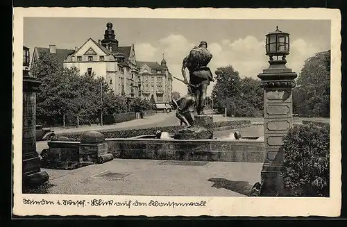 AK Minden i. W., Partie am Denkmal, Blick auf die Stadtvillen