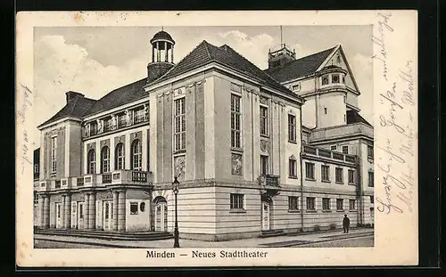AK Minden i. W., Aussenansicht des Neuen Stadttheaters
