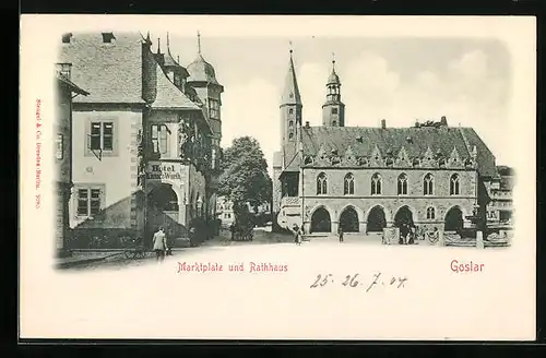 AK Goslar a. H., Marktplatz mit dem Rathaus
