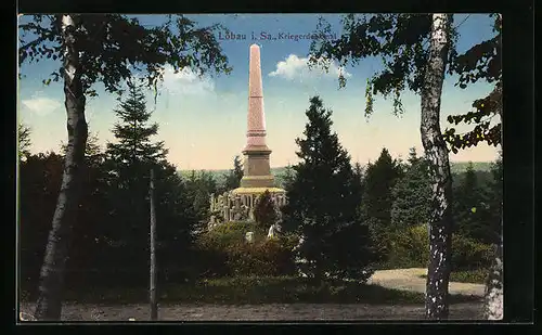 AK Löbau i. Sa., am Kriegerdenkmal im Wald