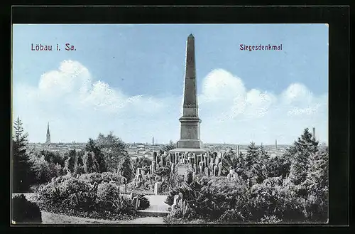 AK Löbau i. Sa., am Siegesdenkmal