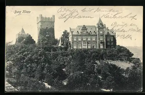 AK Bingen am Rhein, Blick auf Burg Klopp