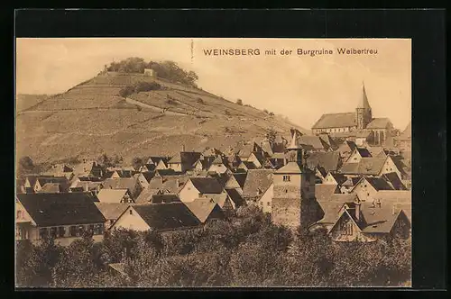 AK Weinsberg, Generalansicht mit der Burgruine Weibertreu