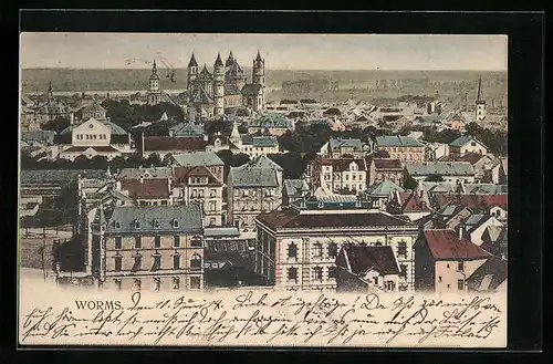AK Worms, Generalansichtd er Stadt, Blick zum Dom