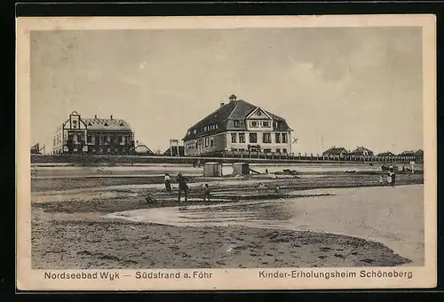 AK Wyk, Südstrand a. Föhr, Kinder-Erholungsheim Schöneberg