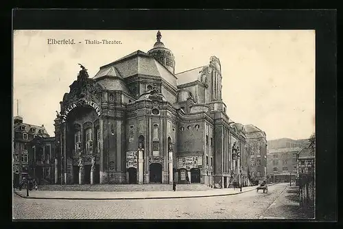 AK Elberfeld, auf der Strasse vor dem Thalia - Theater