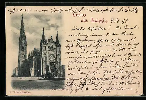 AK Leipzig, auf der Strasse vor der Peterskirche