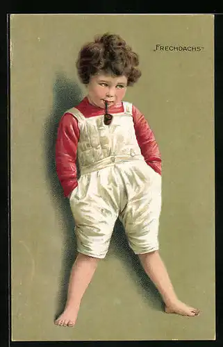 AK Frechdachs, Kleiner Junge raucht Tabakpfeife