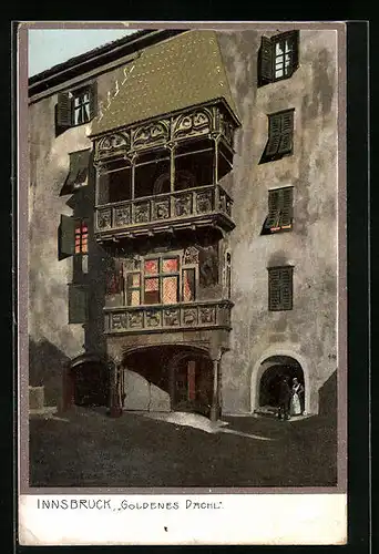 Präge-Künstler-AK Zeno Diemer: Innsbruck, Gasthaus Goldenes Dachl