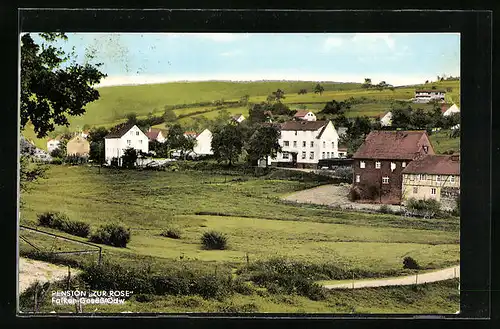 AK Falken-Gesäss / Odw., Teilansicht mit Pension Zur Rose