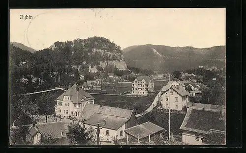 AK Oybin, Teilansicht aus der Vogelschau