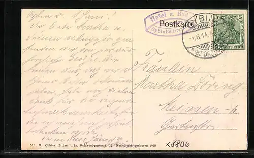 AK Oybin, Teilansicht aus der Vogelschau