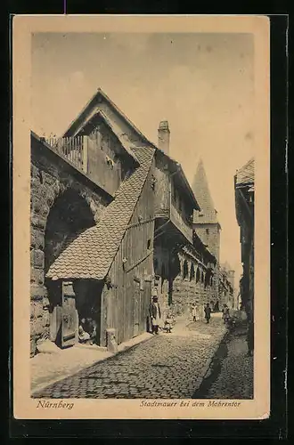 AK Nürnberg, Stadtmauer bei dem Mohrentor