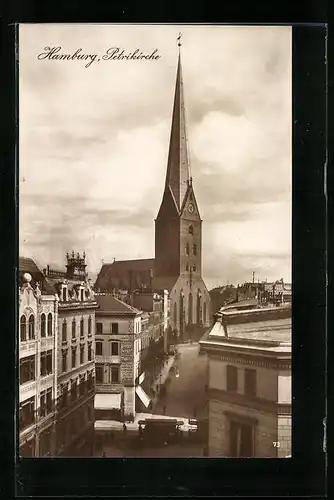 AK Hamburg, Petrikirche mit Teppichgeschäft