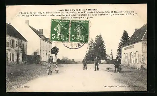 AK Condé-sur-Huisne, Village de la Fourche ou eurent lieu de furieux combats entre Francais & Allemands 1870...