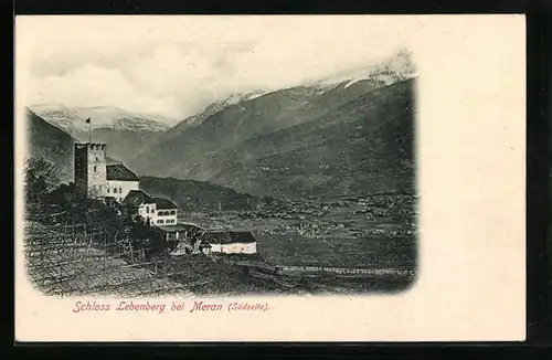 AK Meran, Schloss Lebenberg mit Gebirgswand