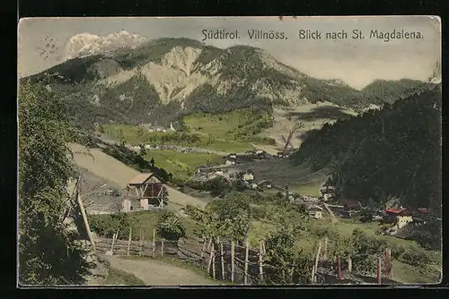 AK Villnöss, Panorama mit Blick nach St. Magdalena
