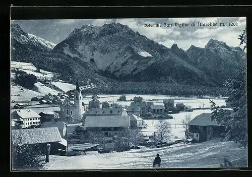 AK San Vigilio di Marebbe, Panorama im Winterglanz