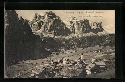 AK Colfuschg, Panorama mit Blick auf Pisciadu und Mesules
