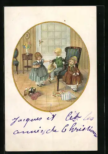 Künstler-AK Pauli Ebner: Mädchen mit Kirschen für Jungen