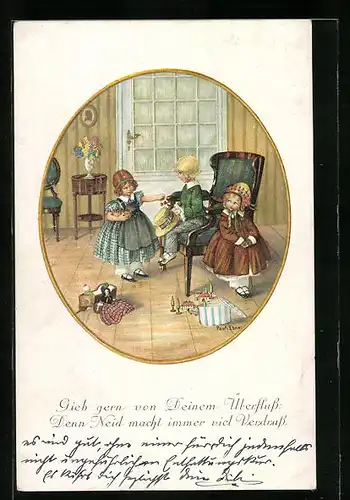 Künstler-AK Pauli Ebner: Mädchen mit Kirschen für Jungen