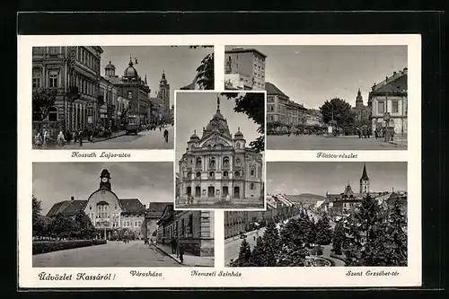 AK Kassa, Kossuth Lajos-utca, Föutca-részlet, Szent Erzsébet-tér