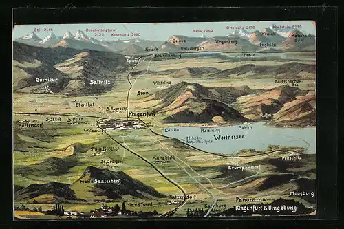 AK Klagenfurt, Ortsansicht mit Annabichl, Ratzendorf und Drau