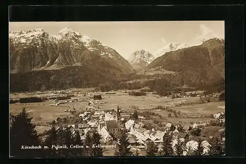 AK Kötschach, Teilansicht mit Polinik, Cellon und Kellerwand