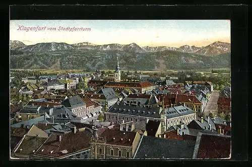 AK Klagenfurt, Teilansicht vom Stadtpfarrturm