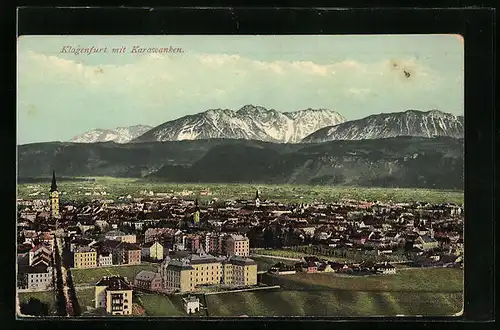 AK Klagenfurt, Teilansicht mit Karawanken