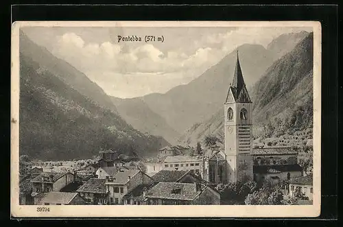 AK Pontebba, Teilansicht mit Kirche